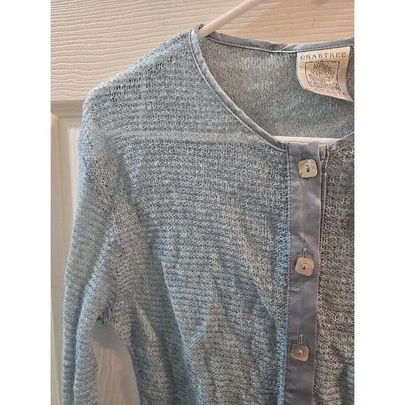 crabtree evelyn NWT Mohair, Wool, Silk Blend Cardigan Sweatee Dusty Blue. Medium - Picture 11 of 15